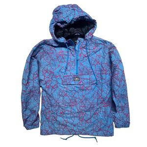 Obey Worldwide Men's Small Windbreaker Concreate Blue Pop Over Anorak Jacket